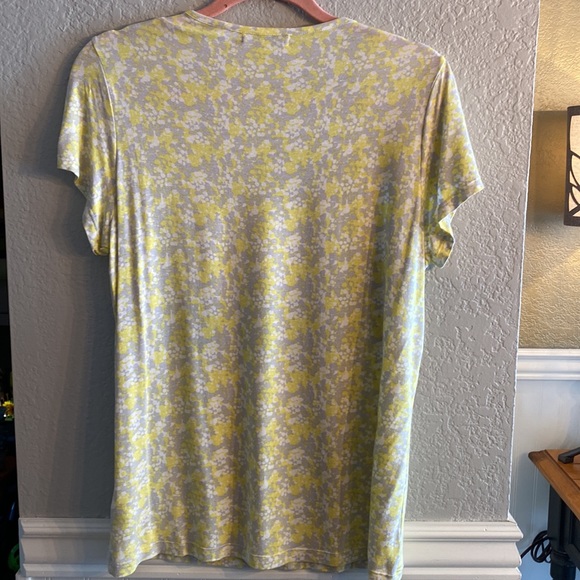 Banana Republic short sleeved blouse yellow, cream & gray Size XL - Picture 8 of 12